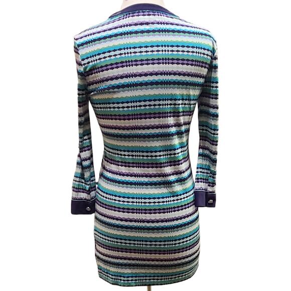 TORY BURCH 100% silk striped casual dress women's small - Picture 2 of 9